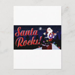 Santa Rocks Santa Plays Gitarre auf dem Dach im Sn Feiertagspostkarte