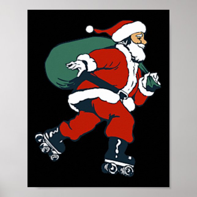 Santa Roller Skaten Fun Weihnachts-Skater Kinderju Poster (Vorne)