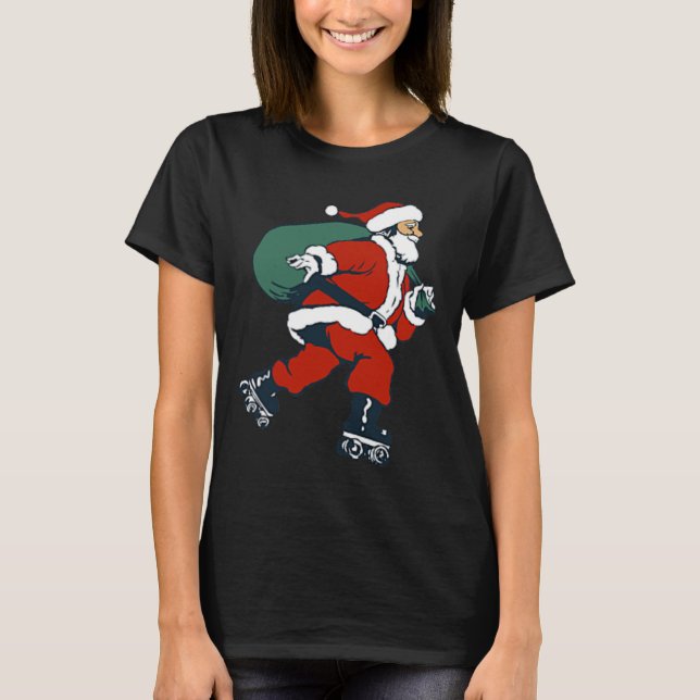 Santa Roller Skating Fun Christmas Skater Kids Boy T-Shirt (Vorderseite)