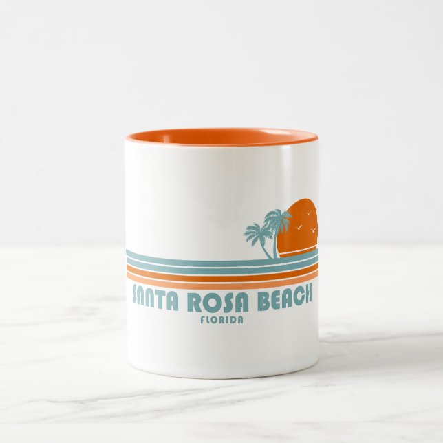Santa Rosa Beach Florida Sun Palm Trees Zweifarbige Tasse (Mittel)