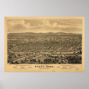 Santa Rosa California 1876 Panoramakarte Poster