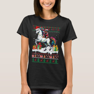 Santa Rottweiler Riding Einhorn Weihnachtskraut T-Shirt