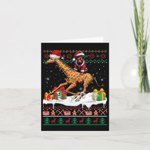 Santa Rottweiler Riding Giraffe Weihnachtssüßer Karte