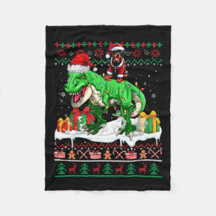 Santa Rottweiler Riding T-rex Weihnachtssüßer Lo Fleecedecke