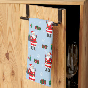 Santa Rotwein & Geschenke Festliches Weihnachten Geschirrtuch