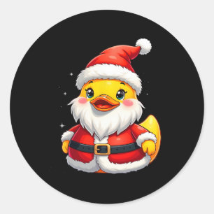 Santa Rubber Duck Niedlicher Weihnachtsfeiertag Runder Aufkleber