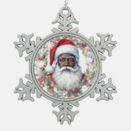 Santa Rücksendeetikett Schneeflocken Zinn-Ornament