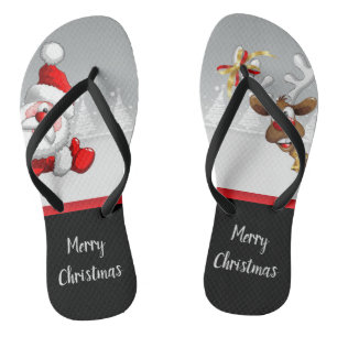 Santa Rudolf Cartoon Frohe Weihnachten Flip Flops