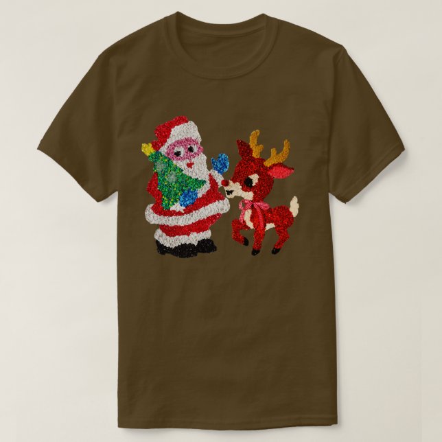 Santa Rudolph 70er Melted Plastic Popcorn T-Shirt (Design vorne)