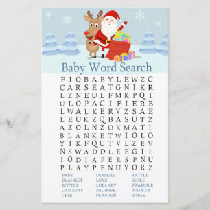 Santa, Rudolph Baby Dusche Word Search Game