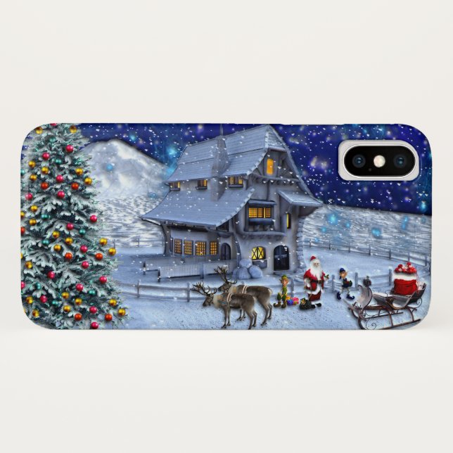 Santa Rudolph Elf mit Schlitten Case-Mate iPhone Hülle (Rückseite (Horizontal))