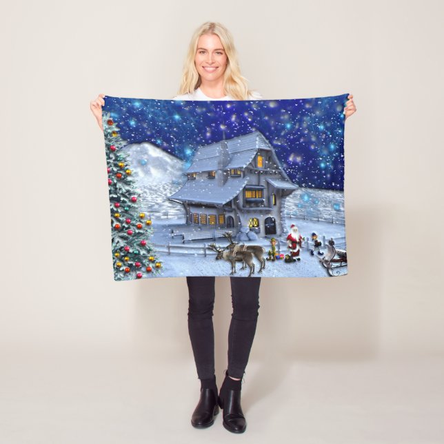 Santa Rudolph Elf mit Schlitten Fleecedecke (Beispiel)