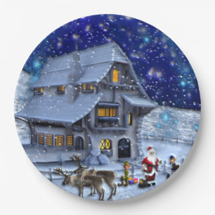 Santa Rudolph Elf mit Schlitten Pappteller