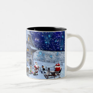 Santa Rudolph Elf mit Schlitten Zweifarbige Tasse