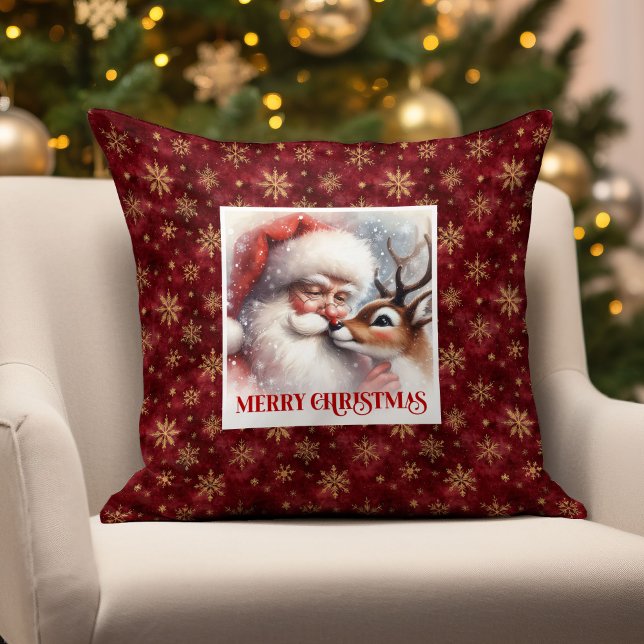 Santa Rudolph Joyous Christmas Pillow Festive Vibe Kissen (Santa Rudolph Joyous Christmas Pillow Festive Vibe)