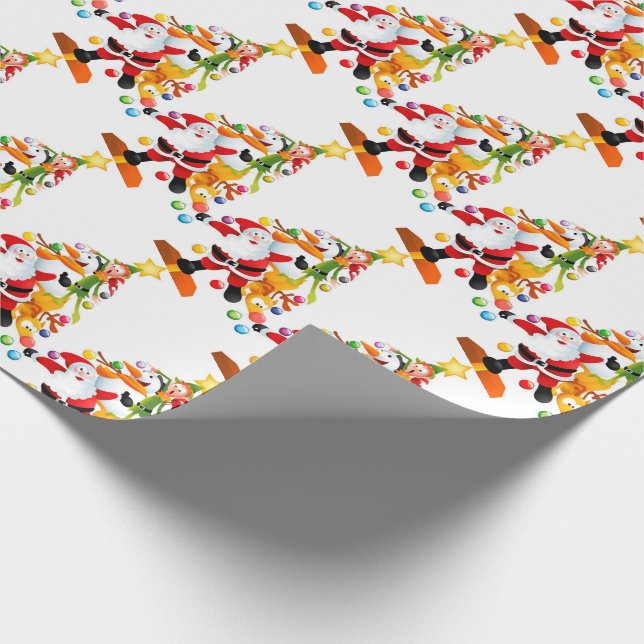 Santa, Rudolph, Snowman und Elf Geschenkpapier (Ecke)