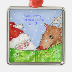 santa, rudolph und die Liste! Ornament Aus Metall