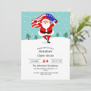 Santa Running with american flag Einladung
