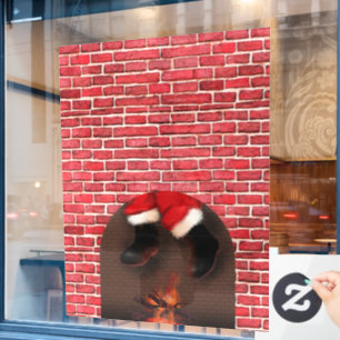 Santa runter den Kamin Fensteraufkleber