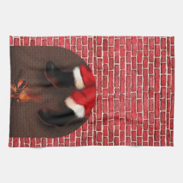 Santa runter den Kamin Geschirrtuch