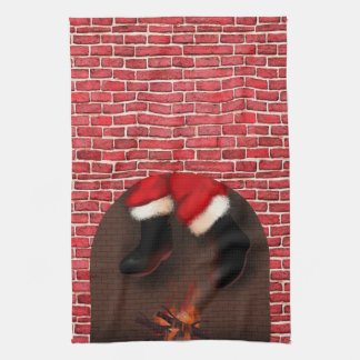 Santa runter den Kamin Geschirrtuch