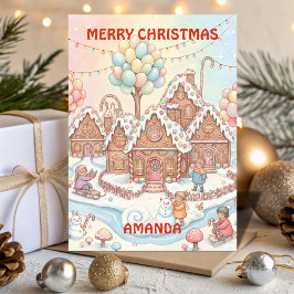 Santa’s Candy Village Kids Christmas Card Feiertagskarte