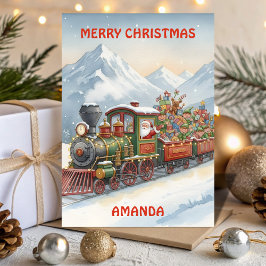 Santa’s Christmas Train Adventure Kids Card Feiertagskarte