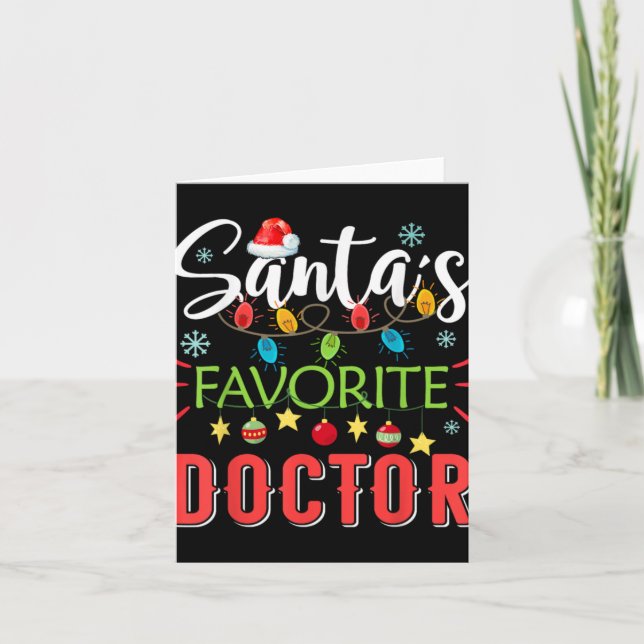 Santa S Favorite Doctor Xmas Light Santa Hat Chris Karte (Vorderseite)