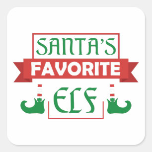 Santa’s Favorite Elf Quadratischer Aufkleber