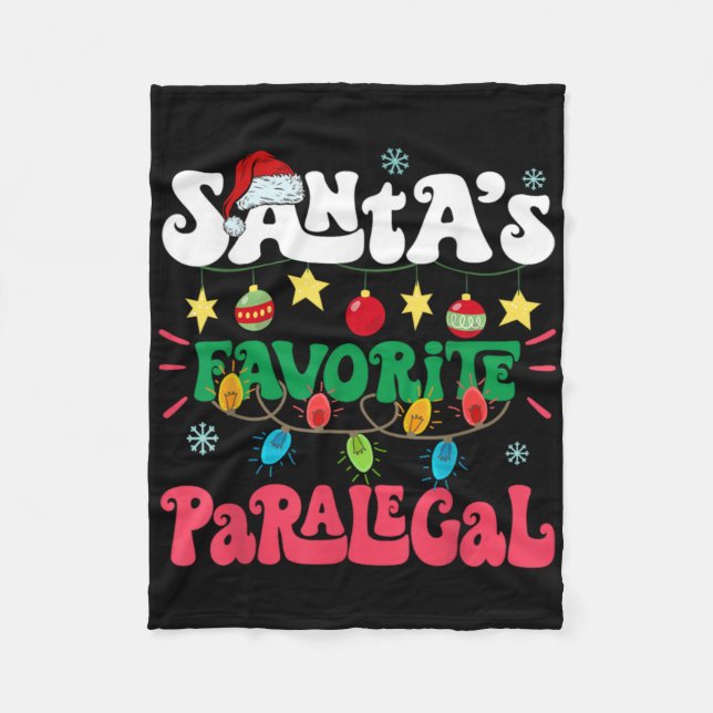 Santa S Favorite Paralegal Funny Santa Xmas Light  Fleecedecke (Vorderseite)