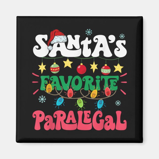 Santa S Favorite Paralegal Funny Santa Xmas Light  Magnet (Vorne)