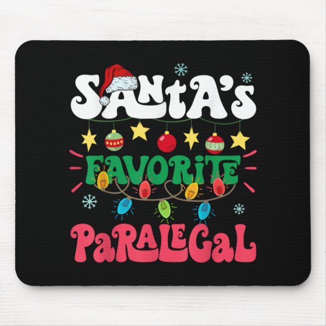 Santa S Favorite Paralegal Funny Santa Xmas Light  Mousepad (Vorne)