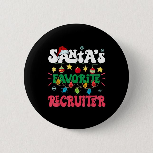 Santa S Favorite Recruiter Funny Santa Xmas Light  Button (Vorderseite)