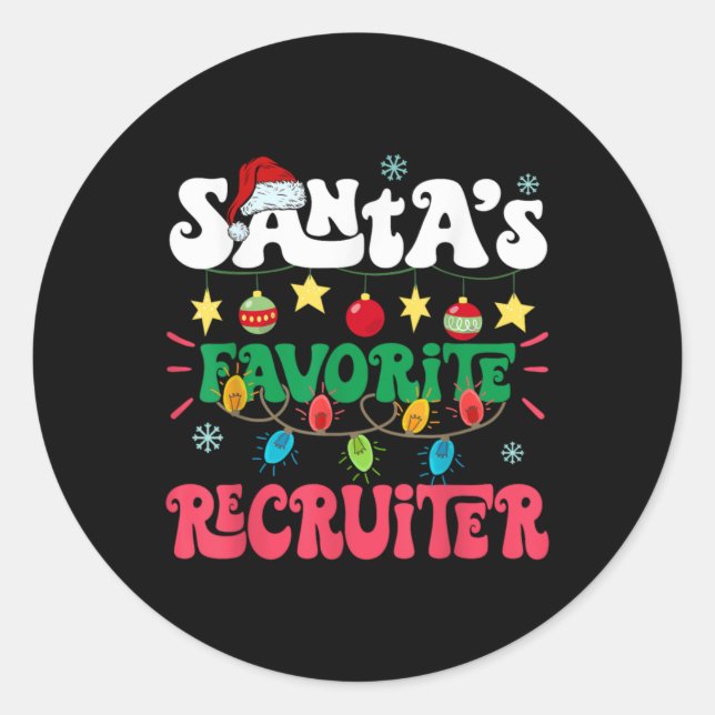 Santa S Favorite Recruiter Funny Santa Xmas Light  Runder Aufkleber (Vorderseite)