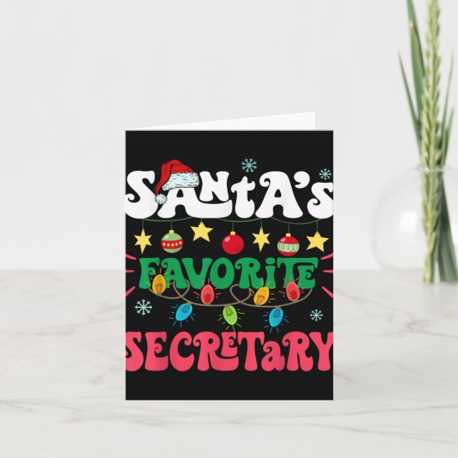 Santa S Favorite Secretary Funny Santa Xmas Light  Karte (Vorderseite)
