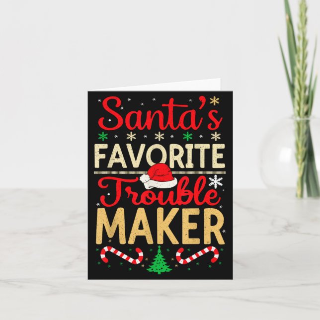 Santa’s Favorite Trouble Maker Funny Christmas  Karte (Vorderseite)