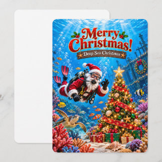 Santa’s fröhliche Abenteuer | Scuba Santa unter Wa Feiertagskarte