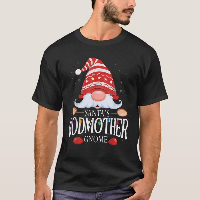 Santa s Godmother Gnome Matching Christmas Pajama  T-Shirt (Vorderseite)