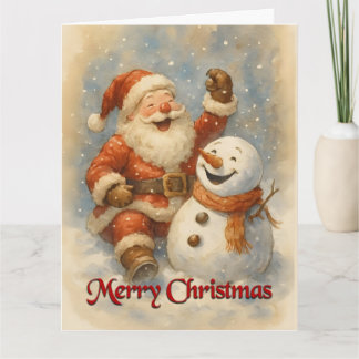 Santa’s Laughter in Winter’s Embrace Karte