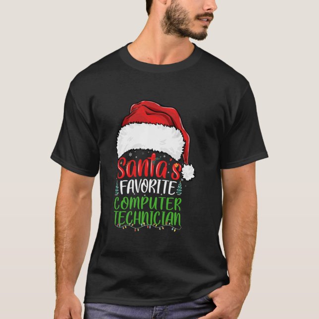 Santa s Lieblings-Computertechniker Funny Christm T-Shirt (Vorderseite)