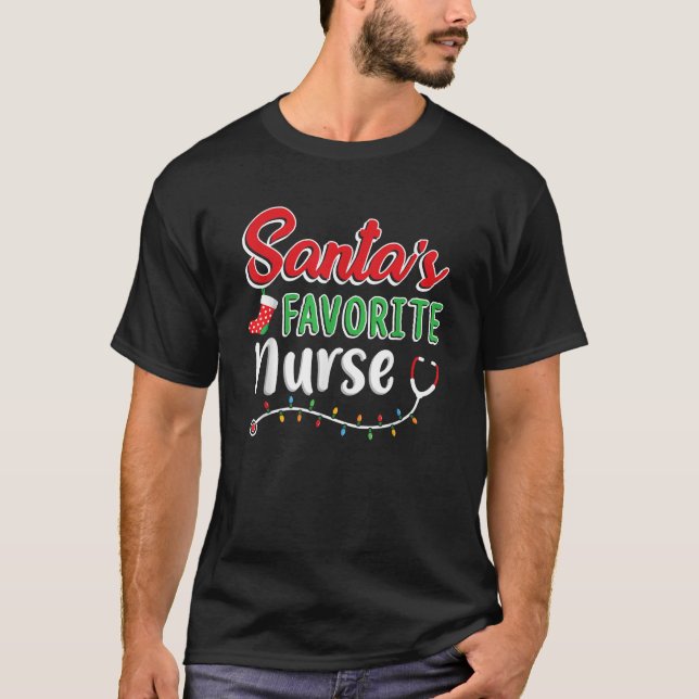 Santa s Lieblings-Krankenschwester Niedlich Merry  T-Shirt (Vorderseite)