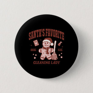 Santa s Lieblingsreinigungsdame Weihnachten Retro- Button