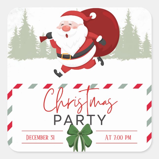 Santa’s Little Cozy Mood  Quadratischer Aufkleber (Vorderseite)