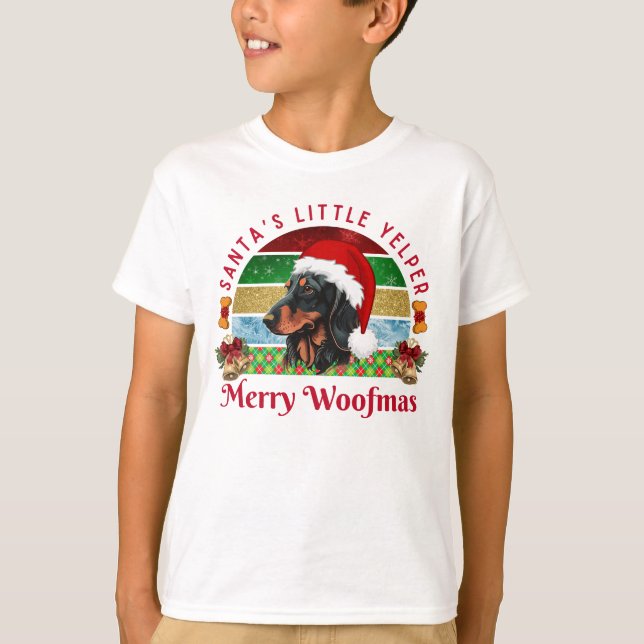 Santa’s Little Yelper, Funny Dachshund Christmas T-Shirt (Vorderseite)