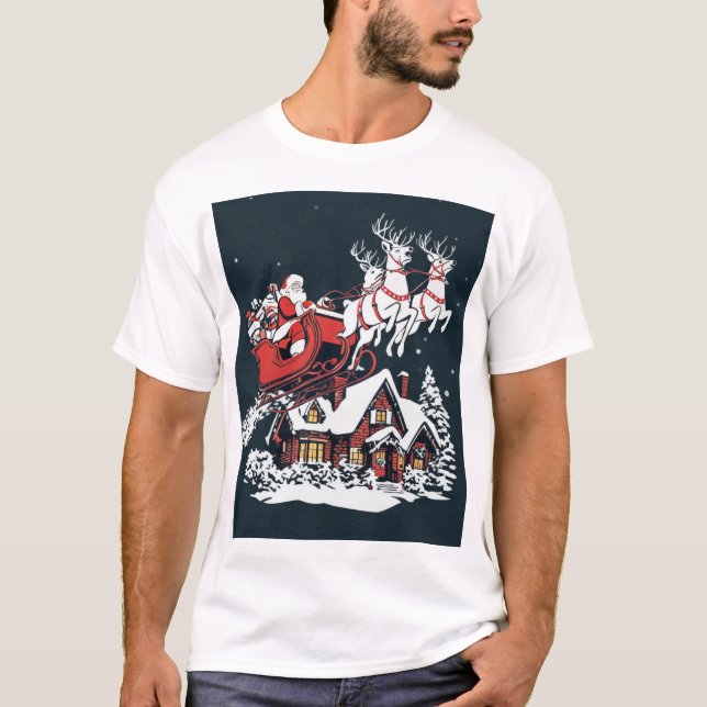 Santa’s Midnight Ride – Gifts Beneath the Stars T-Shirt (Vorderseite)