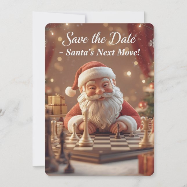 Santa’s Next Move – Funny Christmas Chess Save the Date (Vorderseite)
