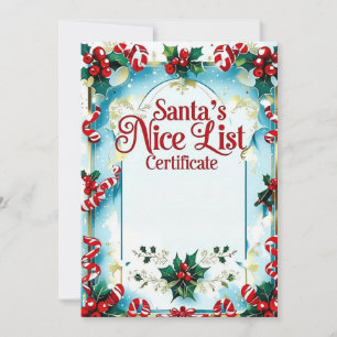 Santa’s Nice List Urkunde für Jungen Einladung