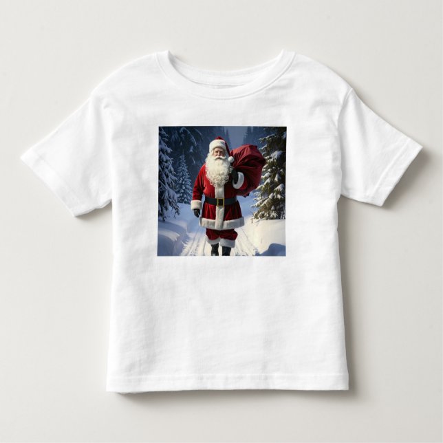 Santa’s Path Through the Winter Pines Kleinkind T-shirt (Vorderseite)