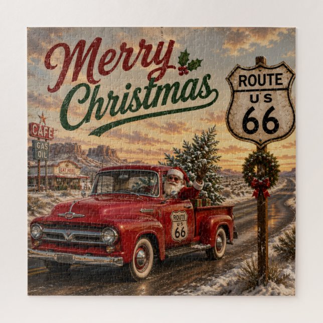 Santa’s Route 66 Weihnachts-Puzzle Puzzle (Vertikal)