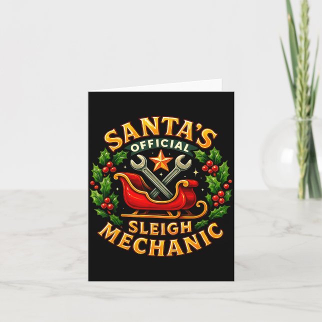 Santa’s Sleigh Mechanic Funny Christmas Design  Karte (Vorderseite)